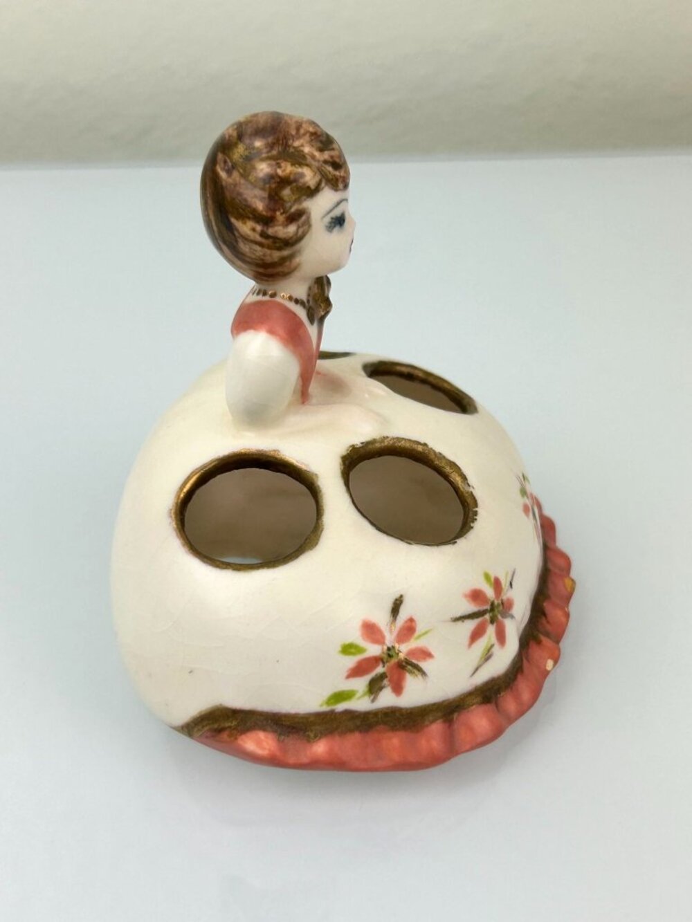 Vintage 1960s Girl Ceramic Pottery Lipstick Holder Vanity Artist Dated MCM Lady - Picture 5 of 16